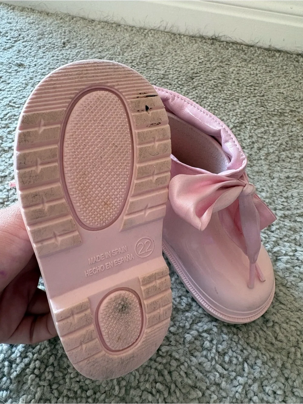 Kids Pink Waterproof Rain Boots with Satin Bow